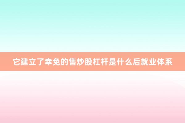 它建立了幸免的售炒股杠杆是什么后就业体系