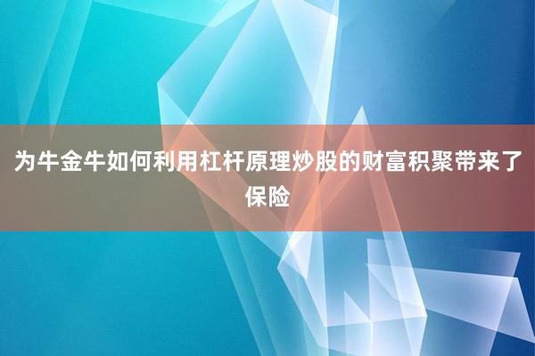 为牛金牛如何利用杠杆原理炒股的财富积聚带来了保险