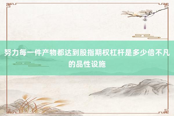 努力每一件产物都达到股指期权杠杆是多少倍不凡的品性设施