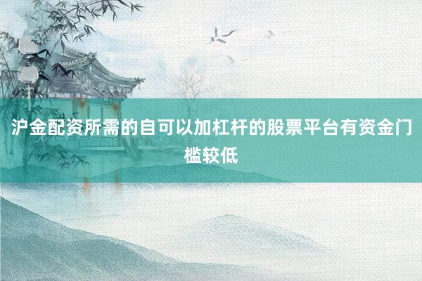 沪金配资所需的自可以加杠杆的股票平台有资金门槛较低
