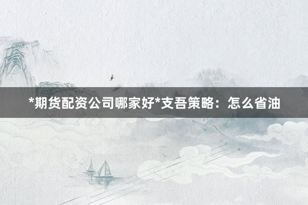 *期货配资公司哪家好*支吾策略：怎么省油
