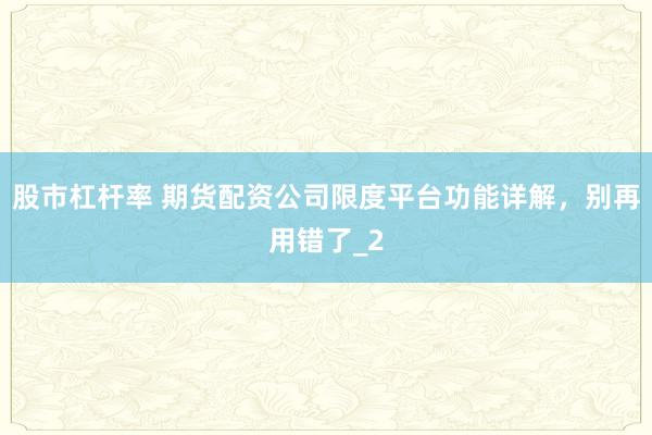 股市杠杆率 期货配资公司限度平台功能详解，别再用错了_2