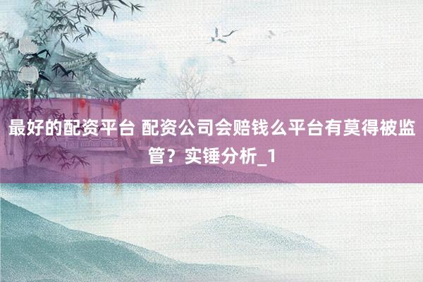 最好的配资平台 配资公司会赔钱么平台有莫得被监管？实锤分析_1