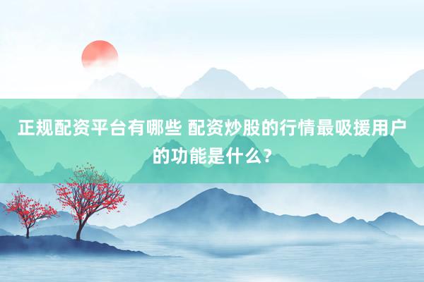 正规配资平台有哪些 配资炒股的行情最吸援用户的功能是什么？
