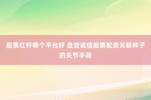 股票杠杆哪个平台好 盘货诚信股票配资关联样子的关节手段