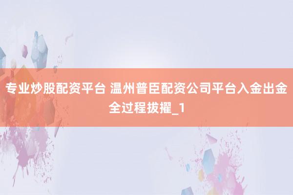 专业炒股配资平台 温州普臣配资公司平台入金出金全过程拔擢_1