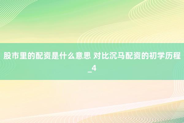 股市里的配资是什么意思 对比沉马配资的初学历程_4